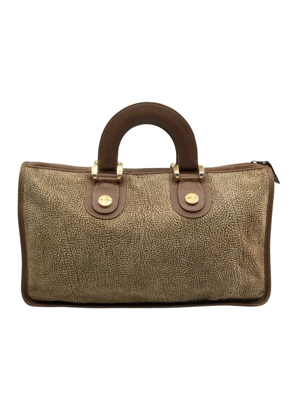 Borbonese Brown Suede Redwall Quail Print Satchel Bag